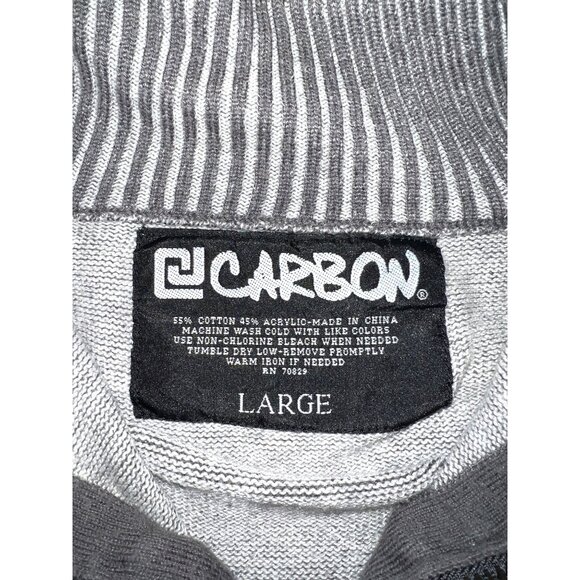 Carbon Mens Large Gray Ribbed Soft Sweater 1/4 Zipper Long Sleeve - Picture 3 of 3